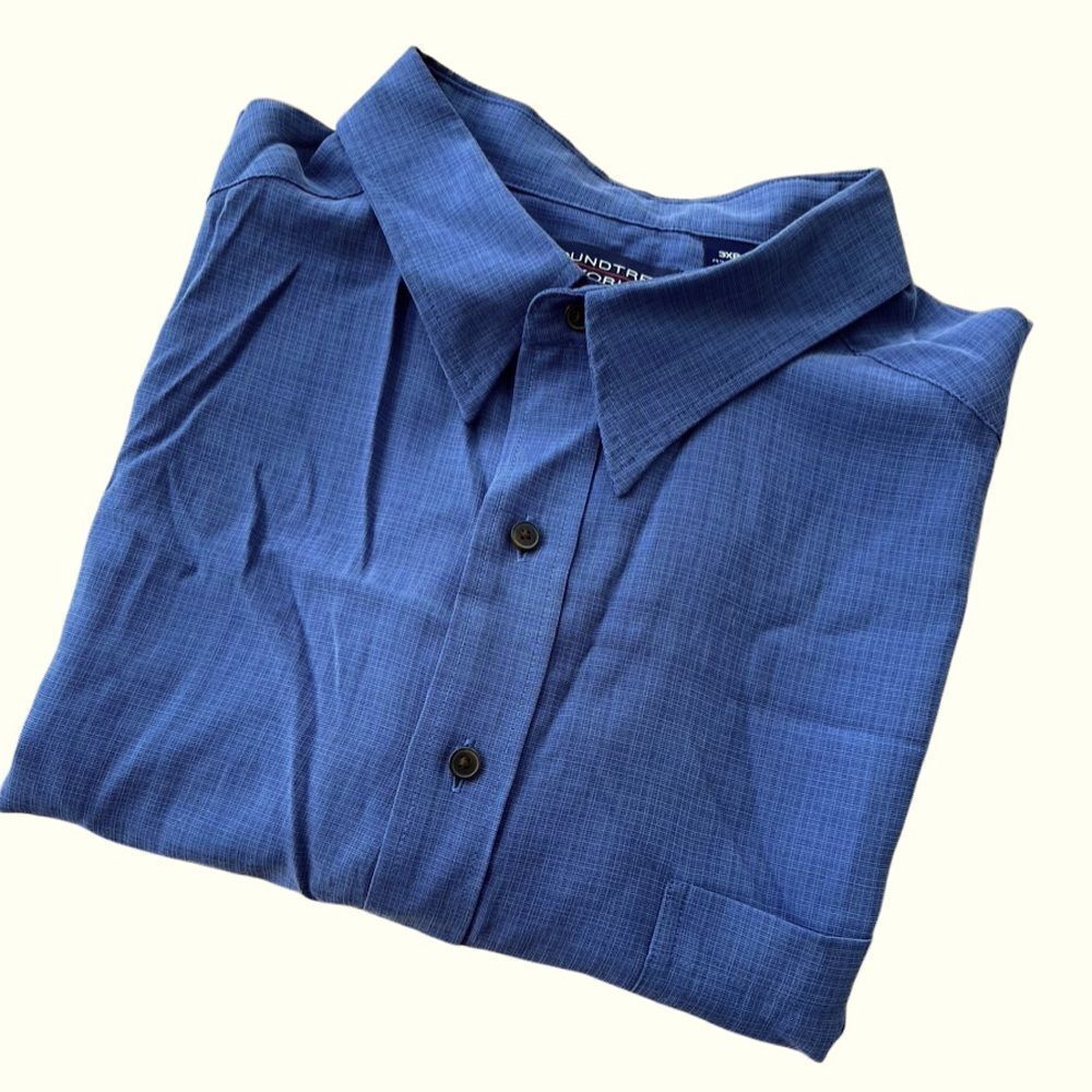 Roundtree & Yorke Blue Button-Front Short Sleeve Shirt 3XB